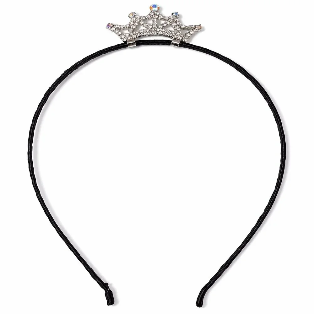 Couture Clips Boutique‎ Black w/Silver Crown Girls Princess Tiara Headband NEW